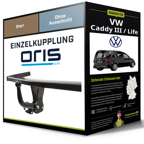 Starre AnhäNgerkupplung FüR Vw Caddy Iii / Life 03.2004-04.2015 Typ 2KB/2KA Oris-image