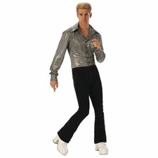 Boogie Man 1960s 1970s Disco Retro Decade Mens Costume Glitter Shirt Top XL