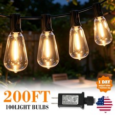 200FT W/100 Bulbs Outdoor String Light for Patio IP55 Connectable ST38 LED Light