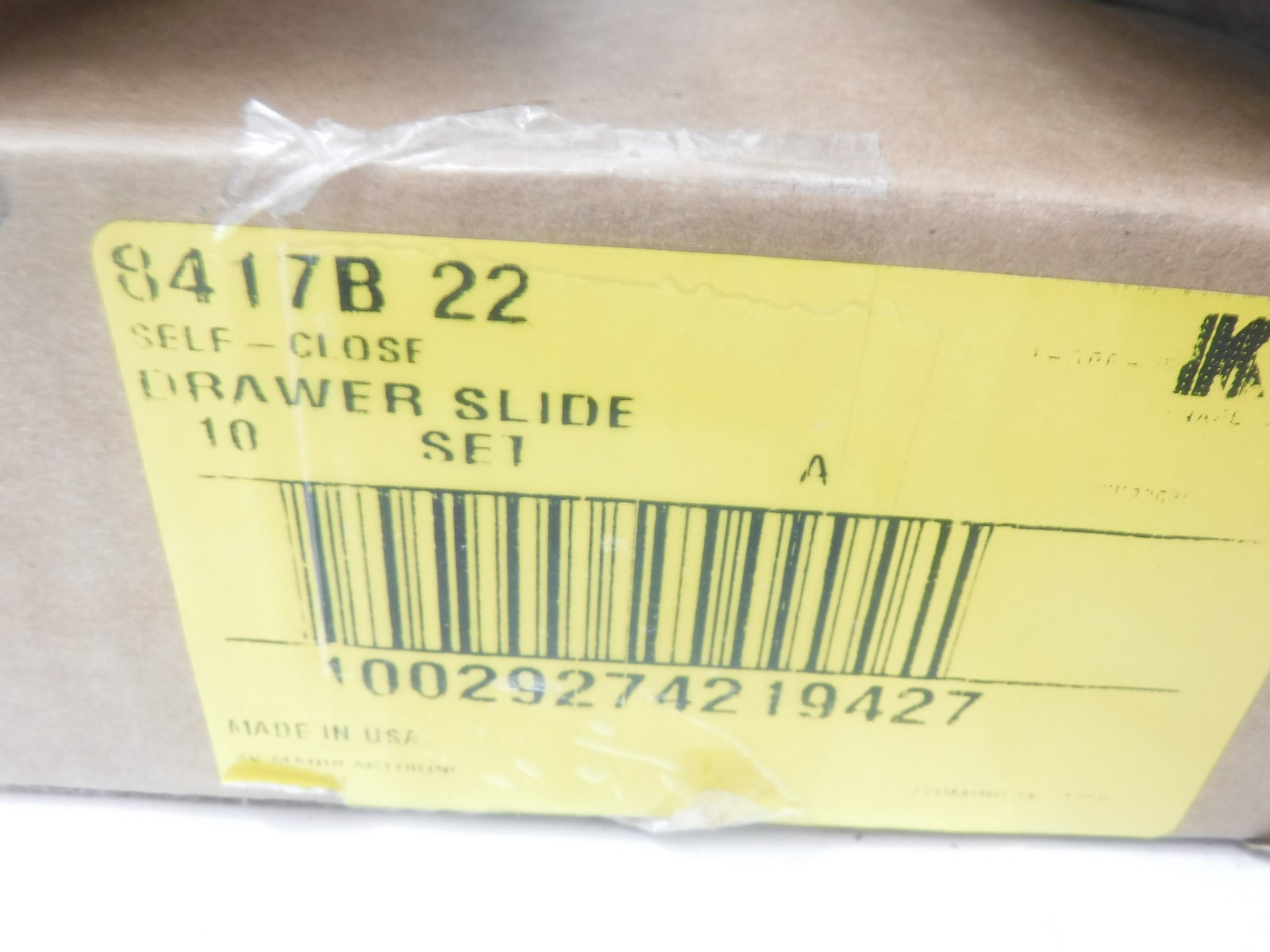 10 Pack Knape & Vogt 22" Full Extension Side Mount Ball Bearing Drawer Slides