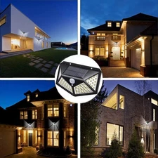 2X Solar Power 100 LED Light PIR Motion Sensor Outdoor Security Lamp Wall Garden