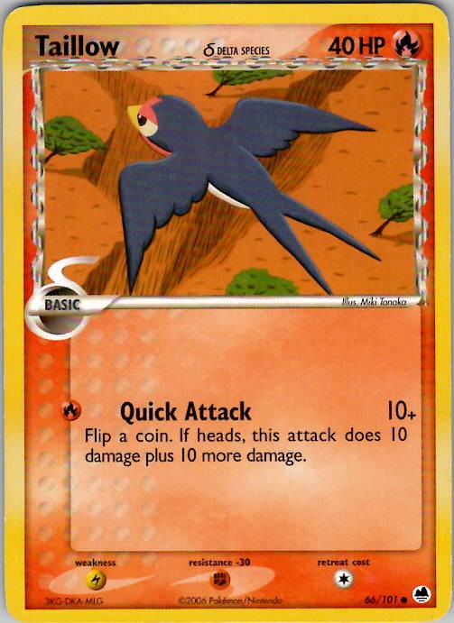 Taillow (Delta Species) Dragon Frontiers 66/101 Normal LP/NM