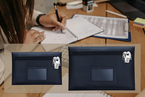 Abschließbare Banktasche groß 12,2x8,2 cm S mit Reißverschluss Verschluss Bankpfandtaschen - Bild 7 von 7