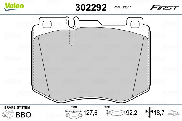 Plaquettes de frein Valeo 302292 qualité origine pour disques de frein
