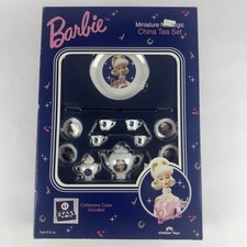 Barbie Miniature Nostalgic China Tea Set 1996 Chilton Toys w/ Collectors CaseNew