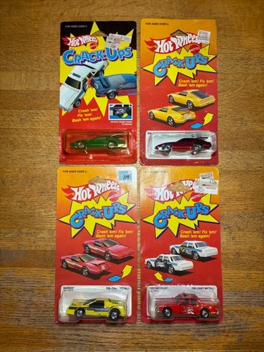 1983 1984 & 1985 Mattel Hot Wheels Crack-Ups Lot of 4 Sealed New Cars Vintage