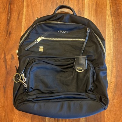 TUMI Voyageur Carson Backpack Black Nylon Gold Hardware Laptop Travel Bag