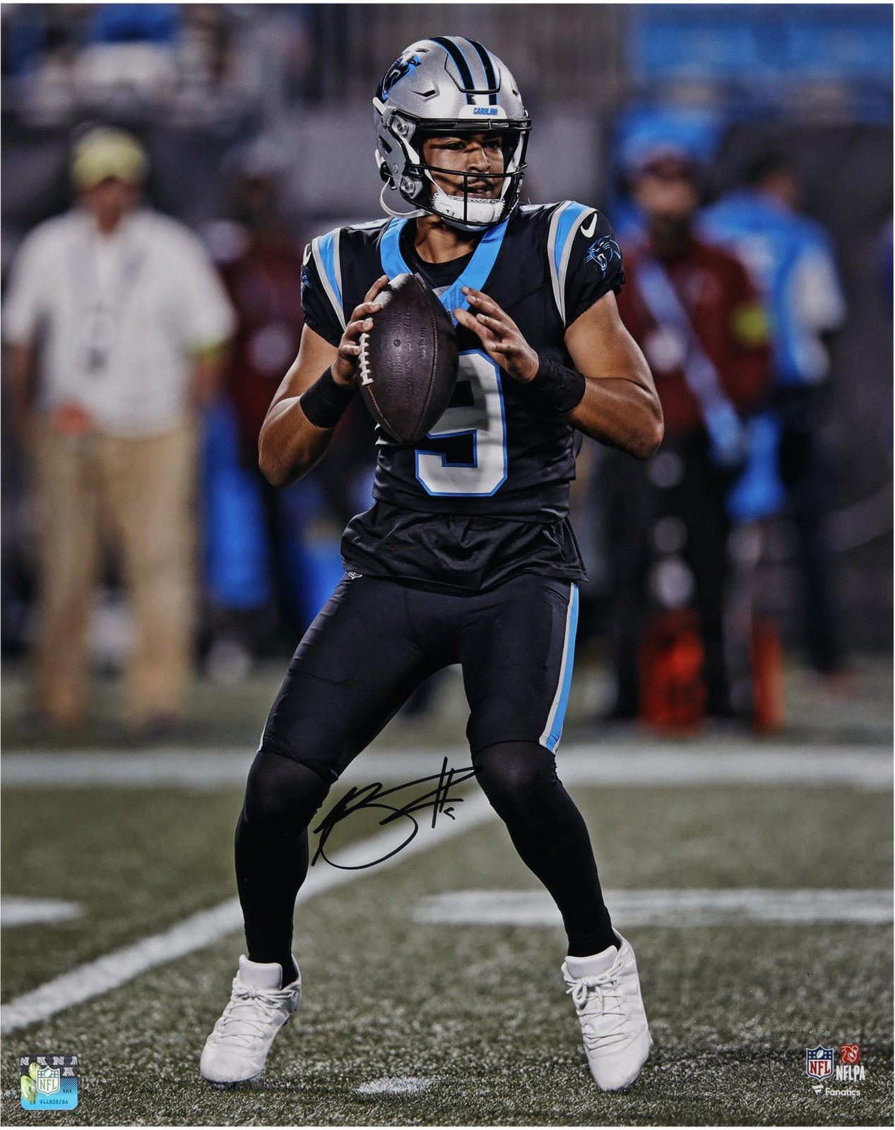 Bryce Young Autographed Signed Carolina Panthers 16x20 Vertical Passing Photo 
