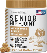 Glucosamine for Dogs Hip and Joint Supplement - 60 Soft Chews for Senior Dogs wi