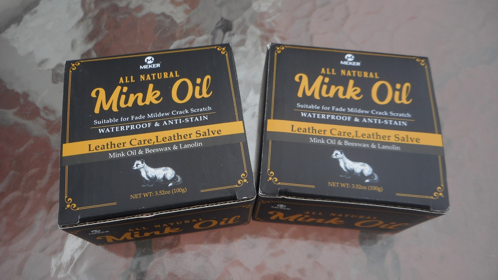 2pk  Meker All Natural Mink Oil Leather Care Waterproof, Anti-Stain 3.5 oz.