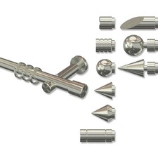 Gardinenstangen Vorhangstangen Edelstahl 1-läufig  20 mm Ø - Interdeco