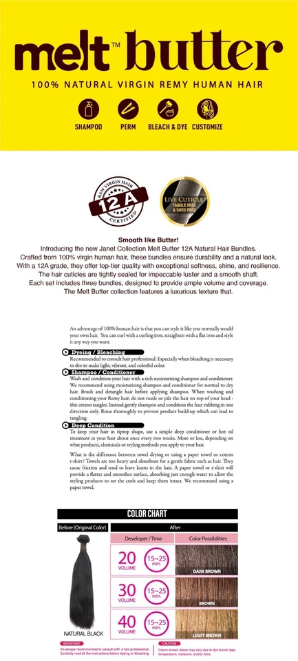 Janet Collection 100% Natural Virgin Remy Hair Melt Butter NATURAL BODY 3pcs - Image 3 of 3