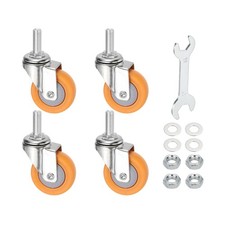 4Pcs 2" Swivel Casters M10 x 25mm Threaded Stem Wheel Total Load 185Lbs