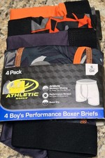Boys Athletic Works 4 Pack Multi Colored Driworks Boxer Briefs Underwear SMALL