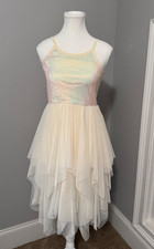 Girl's Sequin Beige Tulle Dress Size L