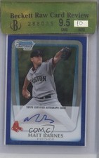 2011 Bowman Draft Chrome Prospects Blue Refractor 63/150 Matt Barnes Auto 0f8