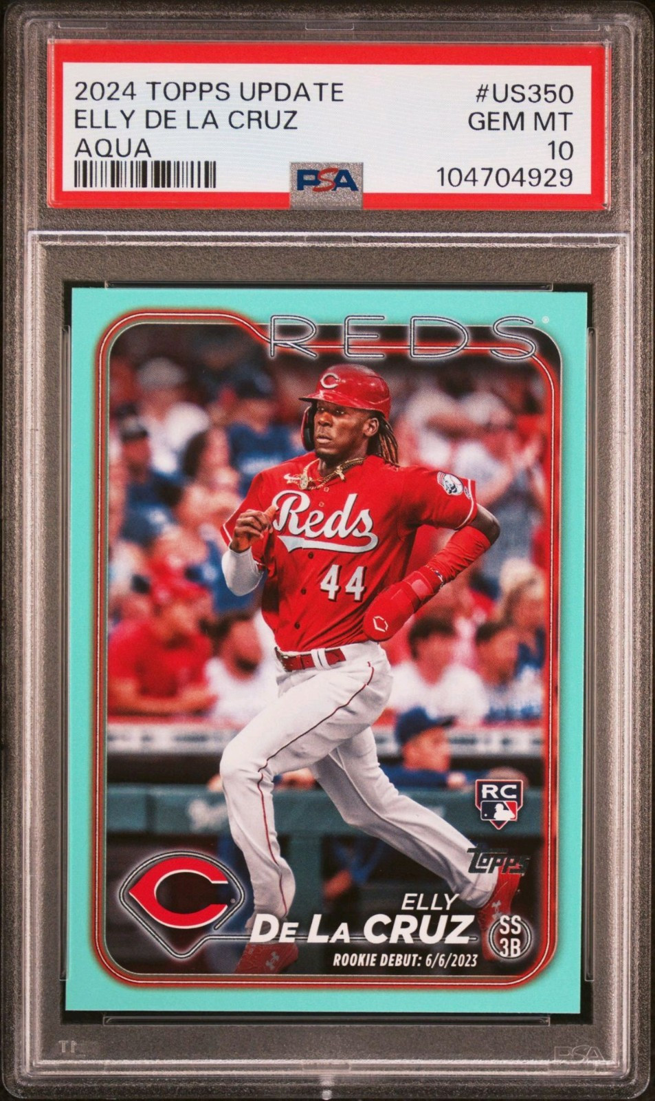 2024 Topps Update Series Elly De La Cruz Rookie Debut Aqua PSA 10 #US350