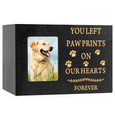 Pet Urns for Dog or Cat Ashes, Wooden Pet Memorial Urns with Photo Frame, Pet Cr