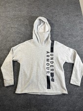 Under Armour Boys Gray Fleece Pullover Hoodie Size L Loose Fit Long Sleeve