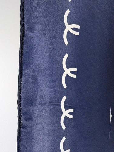 CHANEL Logo Mademoiselle Silk Scarf - Navy Gold Red - 34" x 34" - Picture 5 of 12
