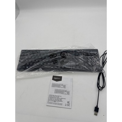 Amazon Basics Wired Keyboard, Full-Sized, QWERTY Layout, Black MD005 New