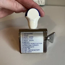 Vintage 90s Teacher's Stamp 12 Phrase Rotating Dial Spelling Corrections School