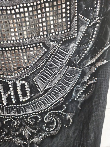 Harley Davidson Women's XSmall Rhinestone Symbol Lace Up Back See Thru Back - Picture 4 of 12