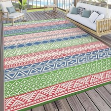 Waterproof 5x8 Reversible Outdoor Rug - Portable Plastic Straw Patio Mat