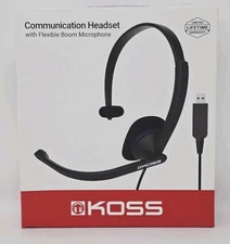 Koss Stereo Headset Over-the-Head Black Flex Boom Mic CS195USB