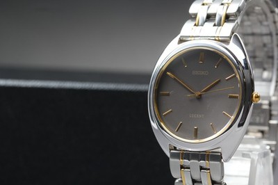 Vintage 1994 Seiko Lucent 5E21-6E60 dunkelgrau bicolor Quarz Herrenuhr JAPAN