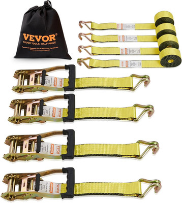 2'' X 15' Ratchet Straps Heavy Duty (4PK), 5000 Lb Break Strength, Double J Hook