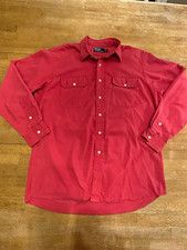 Vtg Polo Ralph Lauren Men  s L Regular Cotton Woven Solid LS Button-Down 0075