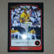Topps 2003 Bowman Mark Mulder Oakland Athletics #71 Rookie Facsimile Auto Card. rookie card picture