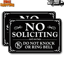 2 Pack No Soliciting Sign for Front Door,9 X 6 Inches Self-Adhesive No Solicitin