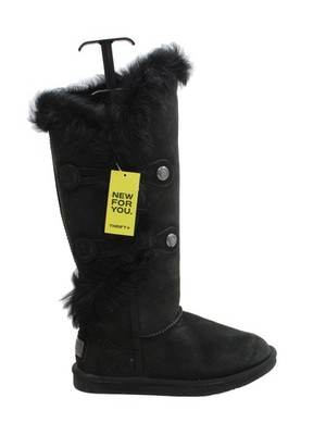 Australia Luxe Collective Damen Stiefel UK 6 schwarz Wildleder mit Kunstfell Plateau
