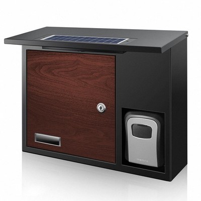 Solar Wall Mount Mailbox with LED Lighting - Secure Key Drop Box for Home, Ap...