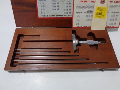 One Starrett 440 Depth Micrometer Set 0'' To 6'' Starrett Model 440, Depth Gauge