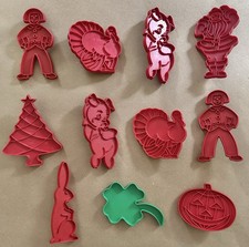 VTG Tupperware Plastic Christmas Holidays Cookie Cutters Lot of 11 Made in USA
