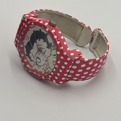 Betty Boop Watch Polka Dot Strap Band MZ Berger Co Analog With “Collectible Tin”