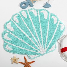 Seashell Bathroom Rug 2ft Shell Bath Mat Preppy Cute Beach Carpet Blue