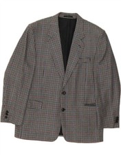 C&A Herren 2 Knopf Blazer Sakko IT 56 3XL Grau Hahnentritt Schurwolle DW44