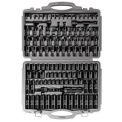 BOEN 119Pc Impact Socket Set 1/2in 3/8in Drive SAE Metric Cr-Mo Case Kit