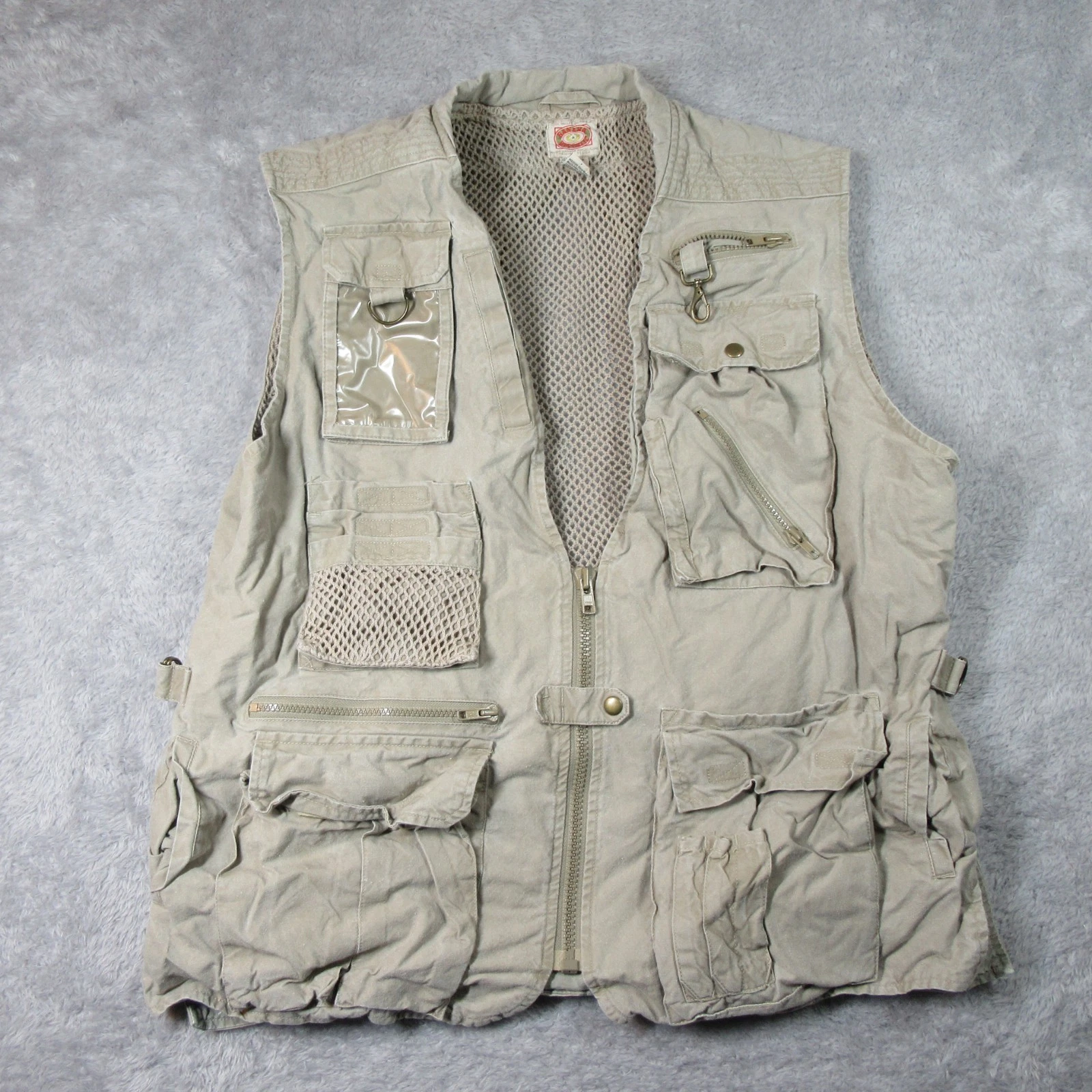Vintage Banana Republic Safari Vest Mens XL Tan Utility Multi Pocket Fishing 90s
