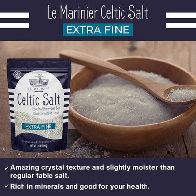 Celtic Salt Organic Extra Fine, 1.1 Lb - 18Oz. Mineral Rich 100% Natural and ...