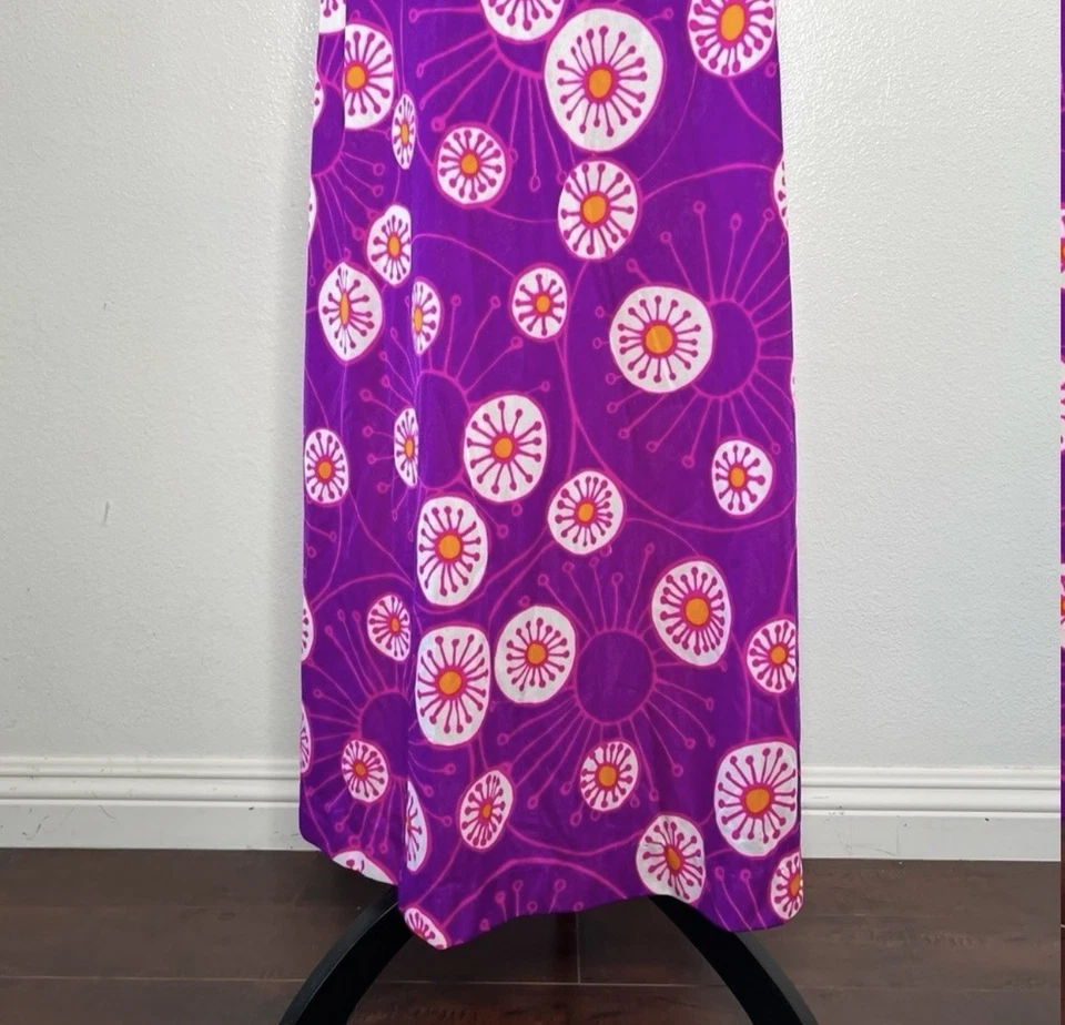 Vestido sin Mangas Psicodélico Maxi Púrpura Estampado Halter Camisón Hippie DE COLECCIÓN AÑOS 70 Foto 4 de 4