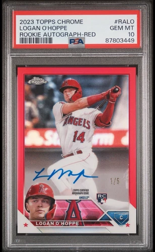 Logan O’Hoppe 2023  Topps Chrome Red Auto 1/5 PSA 10