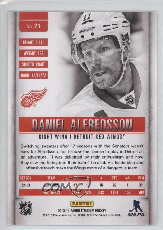 2013-14 Panini Titanium Retail Red /199 Daniel Alfredsson #21 HOF - Image 2 of 2
