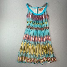 Tory Burch Dress Womens 6 Ikat Peacock Silk Pleated Midi Lined Colorful Party