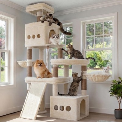 Cat Tree, 72.4-Inch Anti-Tip Cat Tower for Large Cats, All-in-One Cat Furnitu...