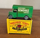 Vintage Matchbox #17A Moko Lesney Bedford Removals Van, Green/Original Box